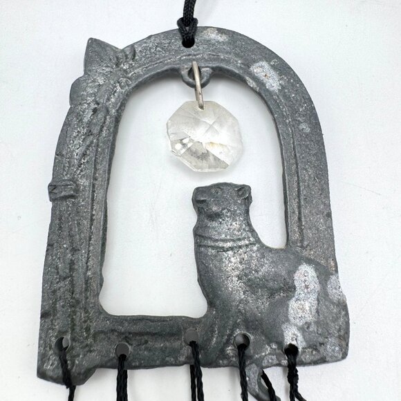 Cast Iron Wind Chime Sitting Cat & Crystal Accent By Spoontiques - Picture 6 of 6